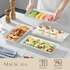 MALACASA Serving Platters Set of 4, Ceramic Serving Platters and Trays for Serving Food, Rectangular Serving Trays for Party, Large Serving Plates, Party Serving Trays and Platters - 12 Inch, White - size: 12 Inch