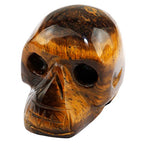 mookaitedecor 1 Inch Tiger's Eye Crystal Skull Sculpture Set of 5, Hand Carved Gemstone Statue Figurine Collectible Healing Reiki - color: Brown