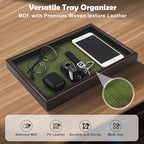 Zosenley Wooden Valet Tray with Leather Base - Nightstand Catchall Organizer for Cologne, Perfume, Keys, Wallet, Phone, Watch, Jewelry & Sunglasses (2Pcs Green) - color: 2Pcs Green