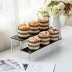 2 Tier Black Acrylic Display Riser Cupcake Stand Display Shelf for Decoration, Makeup - size: 2 tier