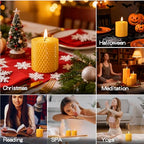 Hand-Rolled Beeswax Candles,2.8x3in-3PCS,All Natural Honeycomb Beeswax Pillar Candles,72 Hours Long Burning Bees Wax Candles for Home,Dripless Smokeless Unscented Honeycomb Pillar Candle - color: 2.8x3in, size: 3pcs