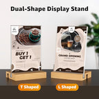 MaxGear L/T Shape Acrylic Sign Holder, 4 X 6 Clear Table Display Stand with Wooden Base, Flyer Menu Holder Photo Frames Paper Stand for Office, Wedding, Restaurants, Hotels 3 Pack - size: 4''x6'', style: 3 Pack
