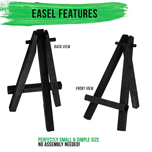 U.S. Art Supply 5" Mini Easel (6 Pack) - Black Wooden A-Frame Tabletop Display Stand, Mini Easel Stand - Small Easels for Display, Small Canvases, Crafts, Business Cards, Signs, Photos, Gifts
