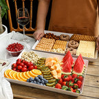 6 Pack, 16" x 11" Large White Serving Trays Set - Reusable Plastic Serving Platters for Cookie, Appetizer, Charcuterie, Snack, Dessert, Party Food Display - Stackable Kitchen CounterTop Tray, BPA Free - size: 6 Pack - 16" x 11"