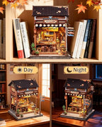 Book Nook Kit - DIY Miniature House Kit, 3D Puzzle Wooden Dollhouse with LED, Sakura Wine Alley, Tiny House Bookend, Bookshelf Decor, Crafts Gifts for Adults, Teens & Book Lovers - style: Choshi no Shitamachi