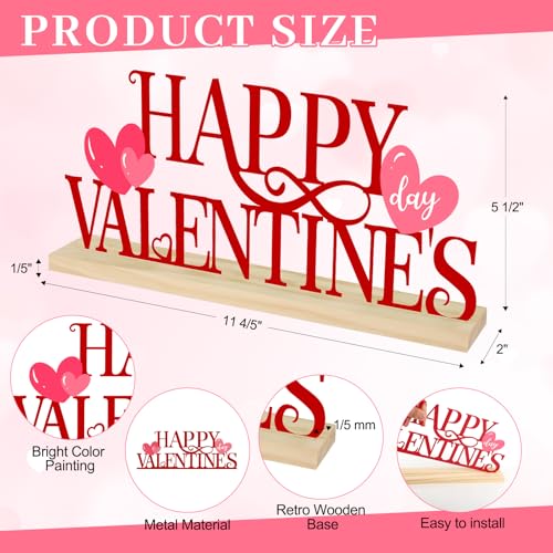 COCHIE Metal Happy Valentine's Day Sign, Valentines Day Decorations for Home, Party, Shelf, Mantel, Indoor, Valentine Heart Decor, Valentines Day Table Top Decoration (Valentine) - style: Valentine