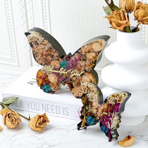 Butterfly Resin Molds Set 8'' Large Ornaments Silicone Epoxy Resin Deep Casting Mold DIY 2 Sizes Butterflies Art Craft Mould for Flower Preservation Bookends Insect Specimen Christmas Home Decorations - color: 2pcs Butterfly Molds