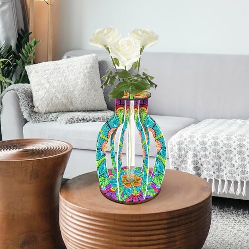 ILYUFO Diamond Art Kits for Adults, DIY Vase Diamond Art, Diamond Painting Kit, Ideal Desktop Ornaments & Thoughtful Female Gifts (Psychedelic) - color: Psychedelic