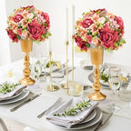 Frcctre 2 Pack Metal Wedding Flower Trumpet Vase, 12.4 Inch Tall Flower Stand, Decorative Centerpiece Artificial Flower Arrangements for Wedding, Birthday, Anniversary Ceremony, Home Decor