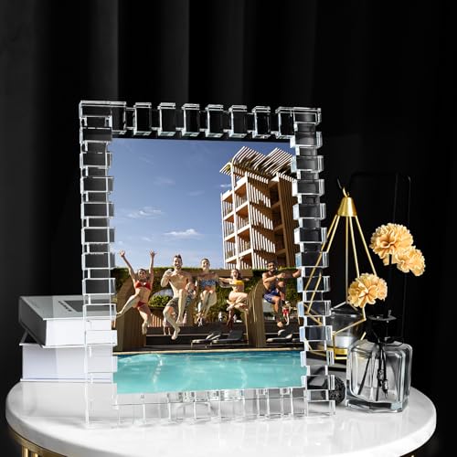 kitCom 8x10Inch Crystal Wedding Frame of Keepsake Photo Frames, Crystal Picture Frames with Sparkling Design, Tabletop Display Decor Frame(Fit 8x10 Max Photos), Clear with Gift Box - size: 8 x 10 inch