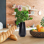 D'vine Dev 8 Inch Matte Black Ceramic Vase, Geometric Handmade Craft Flower Vase with Design Box Packaged, VS-GM-MB-8 - color: Matte Black, size: 8 Inch