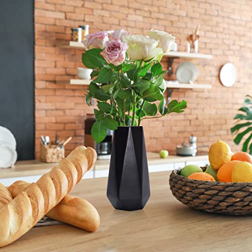 D'vine Dev 8 Inch Matte Black Ceramic Vase, Geometric Handmade Craft Flower Vase with Design Box Packaged, VS-GM-MB-8 - color: Matte Black, size: 8 Inch