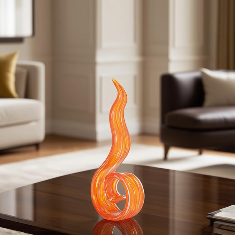 11.4" Tall Hand-Blown Glass Sculpture Murano-Style Sculpture Art Ornament Statue Figurines Home Decor Accent Piece Coastal Ocean Nautical Home Decor,Shelf,TV Stand,Tabletop Centerpieces,Wonderful Gift - color: Red