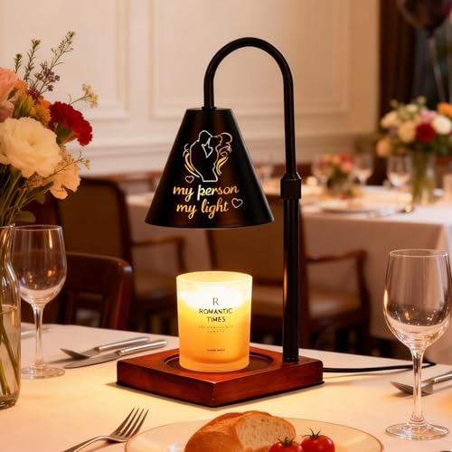 Funistree Candle Warmer Lamp with Timer Dimmable, Anniversary Birthday Wedding Gifts for Women Men Couple, Adiustable Height Candle Warmer Black Candle Lamp - color: Valentine
