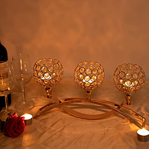 VINCIGANT Candle Stick Holder Decor Gold Candle Holders for Wedding,3-Candle Candelabras for Valentine's Day Party Dinning Room Table Centerpiece,Gift Boxed for Housewarming - size: 1 Piece 8.3" tall