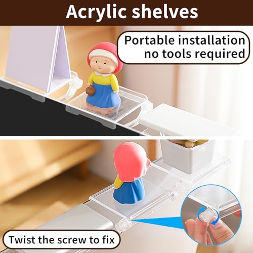 TBWHL 4pcs Acrylic Display Shelf, Computer Screen Display Stand for Anime Figure, Shelf Risers for Figures, Riser Stand for Decoration and Organizer for Desk, Computer Monitor Decor Figurines
