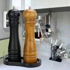 Black Salt and Pepper Mill Tray, Pepper Grinder Wood Rest, Work Surface and Dining Table Protector (Pepper mill not included) - color: I Black Colours Mill Rest