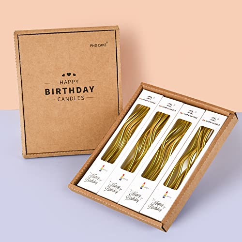 PHD CAKE 24-Count Gold Spiral Long Thin Metallic Birthday Candles, Cake Candles, Birthday Parties, Wedding Decorations, Party Candles - color: Gold
