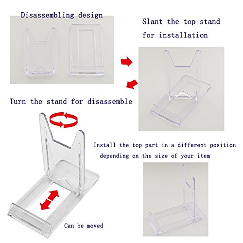 Artliving Two Part Adjustable Clear Acrylic Plastic Display Stand Easel (set of 6) - color: Transparent, size: suitable for 5"-9"