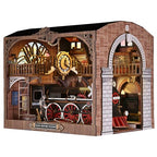 Book Nook Kit, Book Nook Kits for Adults DIY Booknook Model Build, DIY 3D Wooden Puzzle Bookend Booknook Bookshelf Insert Miniature Dollhouse Kit for Home Decoration - style: Train Repair Station