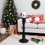 SwallowLiving Solid Wood Side Table - 12" Round Pedestal Drink Table for Small Spaces - Modern Black End Tables for Sofa Side & Narrow Nightstand - Elegant Tall Plant Stand & Accent Tables - 25" H - color: Black Hourglass