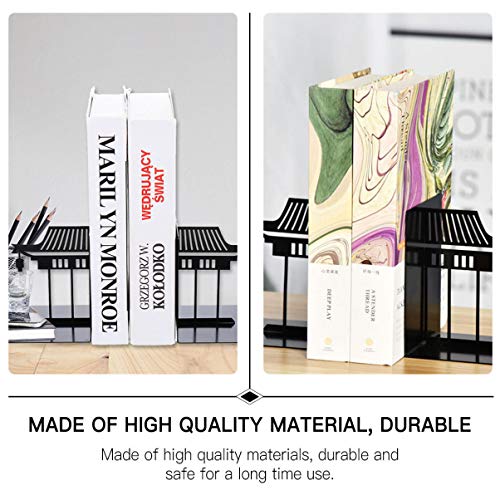 HEALLILY 1 Pair Chinese Bookends Ancient Asian Style Building Pattern Bookends Desktop Decorative Bookshelf Stationery Supplies for Children Adults