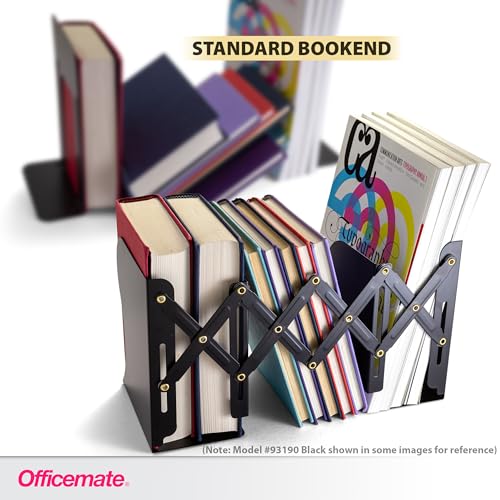 Officemate Adjustable Bookends, Expandable: 4"-18", White (93192) - color: White