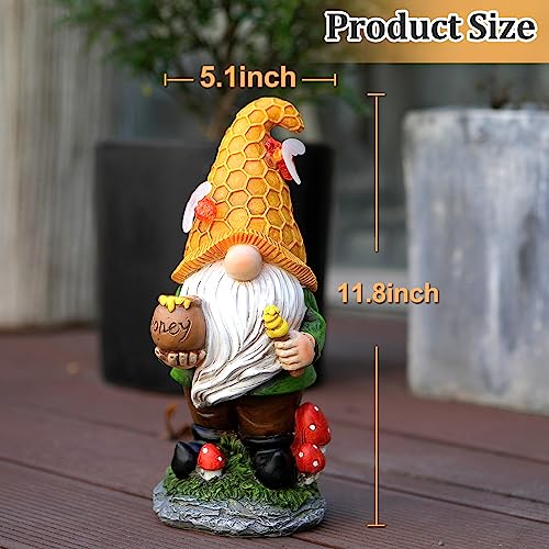 VChymm Solar Garden Gnomes Outdoor Statues-11.8‘’Outdoor Garden Decor-LED Outdoor Decor Light-Unique Housewarming Gifts Yard Art Sculptures for Patio Lawn Ornaments - color: Mushroom Gnome