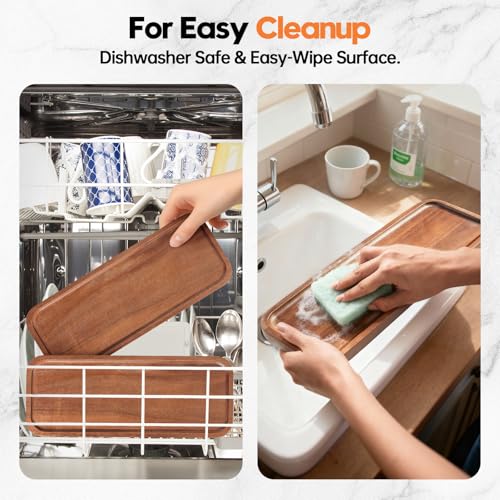 Small Solid Acacia Wood Serving Trays and Platters - Wooden Mini Charcuterie Boards, Rectangle Cheese Board for Food, Bathroom, Home Decor, Kitchen Counter,S,(10"x5.5", 1 Pack) - size: 10" x 5.5" x 0.6"