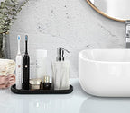 Luxspire Bathroom Vanity Tray, Oval Soap Dispenser Tray, 10" Kitchen Counter Trays, Handmade Resin Bathroom Tray for Counter, Toilet Tank Tray, Trinket Tray for Perfume Jewelry, Small, Matte Black - color: Matte Black, style: Small