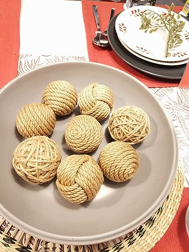 Elkpruu Rustic Jute Orbs Set of 8, Farmhouse Decorative Balls for Bowls, Vase Fillers, Christmas Centerpiece, Handwoven Home Decor Ornaments, Potpourri Accents