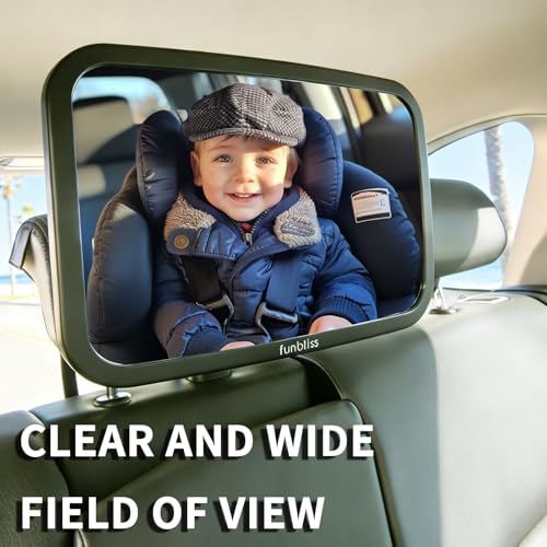 Funbliss Baby Car Mirror for Rear Facing Seat,360° Rotation, Safety Certified Shatterproof Acrylic Glass, Clear Wide View,Infant Mirror for Car Seat Rear Facing - color: 1PACK