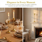 SylvaCraft Brass Gold Candle Holders Rustproof Taper Candlestick Holders for Holiday Party Table Centerpiece Wedding Fireplace Mantel Housewarming Gift(10 Sets(30 Pcs)) - size: 10 Sets(30 Pcs)