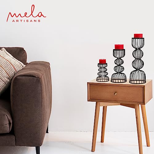 Lainon Candle Holders for Pillar Candles (Black, Set of 3) - Hand Crafted Black Metal Candle Holder Set - Metal Candle Holders Pillar for Table Centerpiece - Modern Candle Stand - 6", 9", 12" - color: Metal - Black