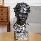 Leekung African Sculpture Resin Figurine, Handmade Home Decor, 12.2x6.3x4.3 inches, Black - color: Black M
