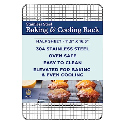 Ultra Cuisine Heavy Duty Cooling Rack for Cooking and Baking - Professional Grade Premium100% Stainless Steel Baking Rack & Wire Cooling Mesh for Roasting & Grilling - Dishwasher Safe - 11.5" x 16.5" - size: 11.5" x 16.5" 1-Pack