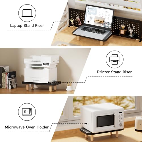 Single Monitor Stand Riser, 16Inch Wood Desk Organizer with Monitor Stand & Storage Computer Monitor and Laptop Riser Multifunctional Laptop Stand Desk Organizer for Office Home Screen/Laptop/PC Black
