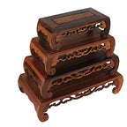 GOLDY&WENDY Oriental Furniture Display Stand Wooden Rosewood Carved Base Rectangular Vase Plant Antique Pedestal - size: 9.3x4.5x2.8 in