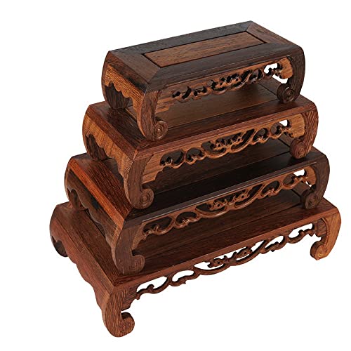GOLDY&WENDY Rosewood Chicken Wing Base Rectangular Craft Antique Collectible Display Stand Vase Plant Pedestal Small - size: 7.5x3.5x2.6 in