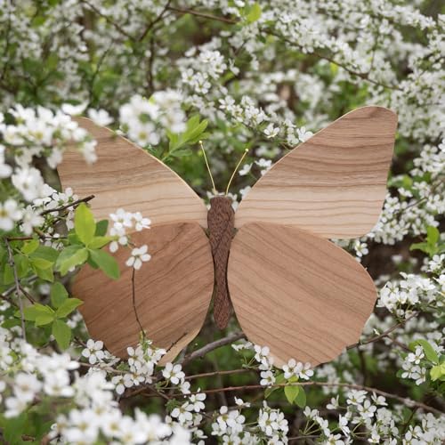 Telinego 2 Pack Handmade Wooden Butterfly Wall Art Hanging Decor Butterflies Wall Art Hanging Sculpture for Bedroom Bathroom Living Room Butterfly Home Decoration for Kids Baby Nursery Room Decor - color: Reddish-Brown