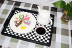 MCBZ Living Room Coffee Table Decorative Tray, Food Service Tray, Leather Ottoman Tray,with Metal Handles 16.5 x 12.6 in (Black and White Grid) - color: Black/White Checkerboard