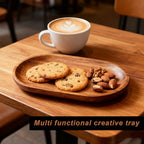 Small Wooden Tray, Oval Wood Serving Trays, Acacia Wood Platter for Coffee Tables, Dessert, Snack, Fruit, Bathroom Tray Charcuterie Board for Home Decor (S) - size: 7.3" x 4.1" x 0.6"