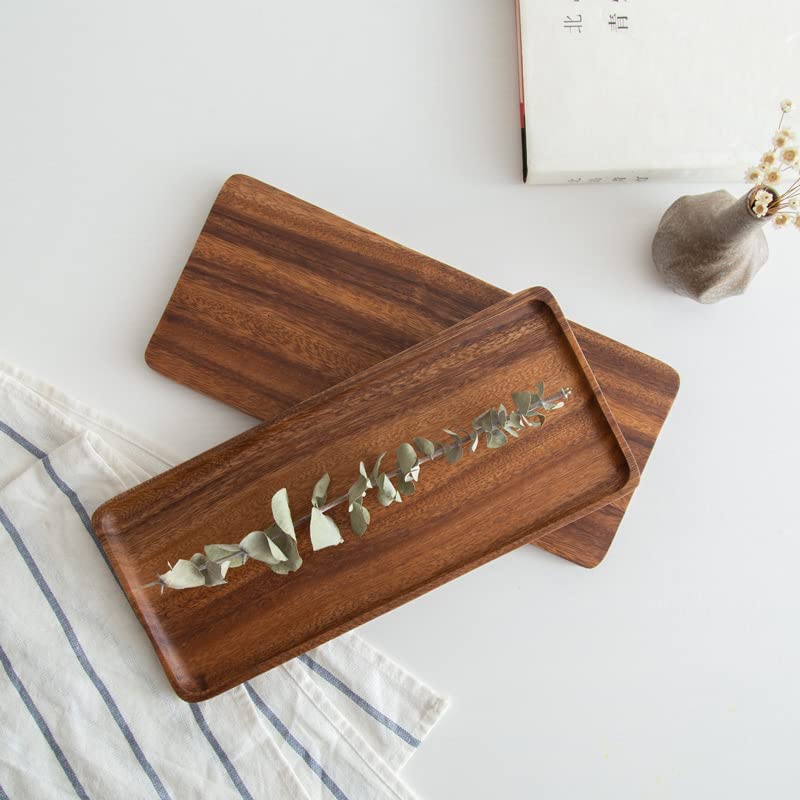 Bathroom Long Vanity Trays, 1PCS Wooden Toilet Tank Storage Tray, Farmhouse Wood Tray Kitchen Living Room Counter Top Organizers for Small Things, Dressing Table Sink Holders 11 x 4 inch - color: Square