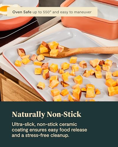 Caraway Non-Stick Ceramic Baking Sheet - Naturally Slick Ceramic Coating - Non-Toxic, PTFE & PFOA Free - Perfect for Baking, Roasting, and More - Medium (15" x 10") - Slate - color: Slate, size: Medium 10" x 15"
