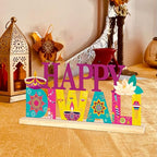 COCHIE Metal Happy Diwali Sign, Indian Festival of Light Table Centerpieces Decorations for Home, Office, Shelf, Mantel, Indoor, Traditional Party Supplies Decor (Diwali) - style: Diwali