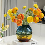 Glass Handmade Decorative Vase Ombre Centerpiece Vase with Yellow Base, Flower Vase for Home Decoration (Low vase) - size: low vase
