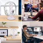 CamyCosy Headphone Holder for Desk, Gaming Headset & Earphone Stand with Tulip Flowers Pattern - color: rose flower