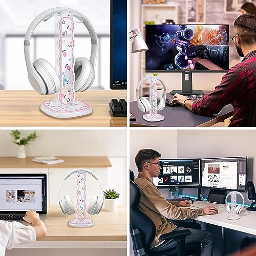 CamyCosy Headphone Holder for Desk, Gaming Headset & Earphone Stand with Tulip Flowers Pattern - color: rose flower