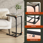 WLIVE C Shaped End Table, Small Couch Side Tables with Metal Frame, Sofa Table TV Tray for Living Room, Bedroom, Greige - color: Greige