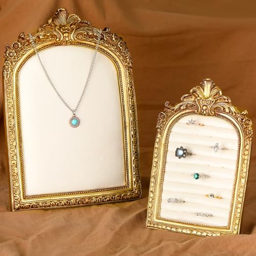 Liliaafar 2 Pcs Vintage Ring Holder Jewelry Display Stand for Vendors Necklace Jewelry Organizer with Velvet Backing for Women Engagement Wedding Anniversary(Retro,White) - color: White, style: Retro
